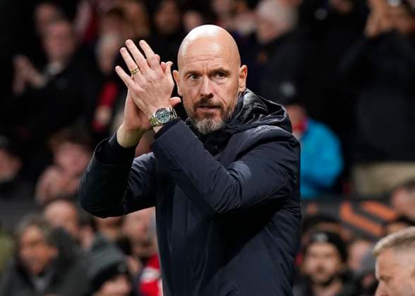 Manchester, England, 25th September 2024. Erik ten Hag manager of Manchester United, ManU acknowledges the crowd during the UEFA Europa League match at Old Trafford, Manchester. Picture credit should read: Andrew Yates Sportimage EDITORIAL USE ONLY. No use with unauthorised audio, video, data, fixture lists, club league logos or live services. Online in-match use limited to 120 images, no video emulation. No use in betting, games or single club league player publications. SPI-3332-0048