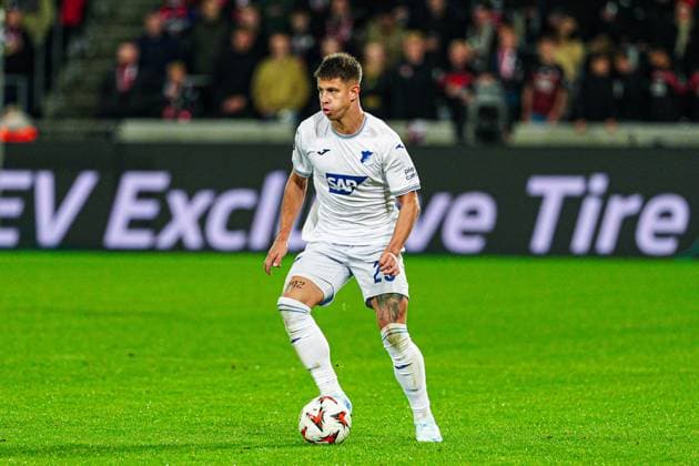 Adam Hlozek TSG 1899 Hoffenheim, 23 DEN, FC Midtjylland vs TSG 1899 Hoffenheim, Football, UEFA Europa League, Matchday 1, Season 2024 25, 25 09 2024 DEN, FC Midtjylland vs TSG 1899 Hoffenheim, Football, UEFA Europa League, Matchday 1, Season 2024 25, 25 09 2024 Herning Copyright: xEibner-Pressefoto MarcelxvonxFehrnx EP_MFN