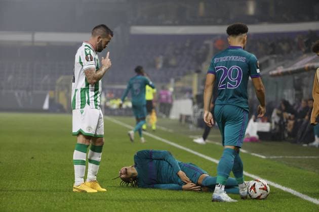 RSC Anderlecht v Ferencvaros - UEFA Europa League ANDERLECHT, BELGIUM - SEPTEMBER 25 : Edozie Samuel midfielder of RSC Anderlecht injured pictured during the UEFA Europa League match, League phase - Matchday 1, between RSC Anderlecht and Ferencvaros on September 25, 2024 in Anderlecht, Belgium, 25-09-24 Anderlecht Belgium  Copyright: xJanxDexMeuleneirx