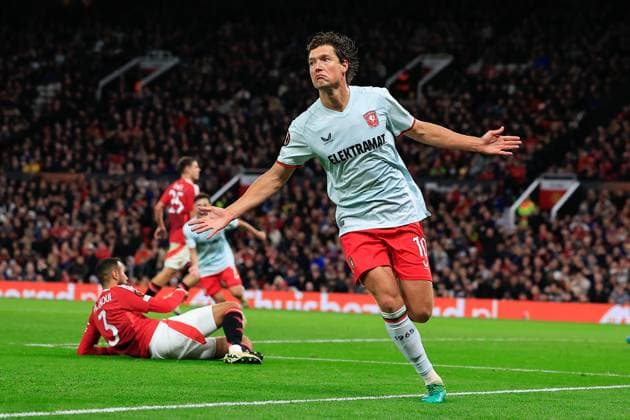 Manchester United, ManU v FC Twente Europa League 25 09 2024. Sam Lammers (10) of FC Twente celebrates scoring to make it 1-1 during the Europa League match between Manchester United and FC Twente at Old Trafford, Manchester, England on 25 September 2024. Manchester Old Trafford Greater Manchester England Editorial use only , Copyright: xConorxMolloyx PSI-20476-0038