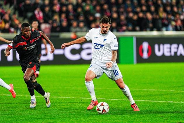 Goal kick Goal chance Mergim Berisha TSG 1899 Hoffenheim, 10 DEN, FC Midtjylland vs TSG 1899 Hoffenheim, Football, UEFA Europa League, Matchday 1, Season 2024 25, 25 09 2024 DEN, FC Midtjylland vs TSG 1899 Hoffenheim, Football, UEFA Europa League, Matchday 1, Season 2024 25, 25 09 2024 Herning Copyright: xEibner-Pressefoto MarcelxvonxFehrnx EP_MFN