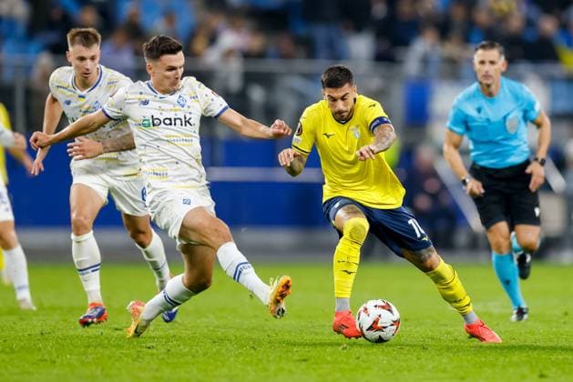Hamburg, September 25, 2024 Football, UEFA Europa League 2024 25, Dynamo Kyiv Lazio Roma Oleksandr Andriyevskiy Dynamo Kyiv, 18 , Mattia Zaccagni Lazio Roma, 10