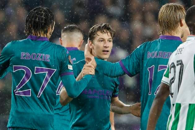 RSC Anderlecht v Ferencvaros - UEFA Europa League ANDERLECHT, BELGIUM - SEPTEMBER 25 : Verschaeren Yari midfielder of RSC Anderlecht celebrating scoring a goal pictured during the UEFA Europa League match, League phase - Matchday 1, between RSC Anderlecht and Ferencvaros on September 25, 2024 in Anderlecht, Belgium, 25 09 2024 Anderlecht Belgium  Copyright: xJanxDexMeuleneirx