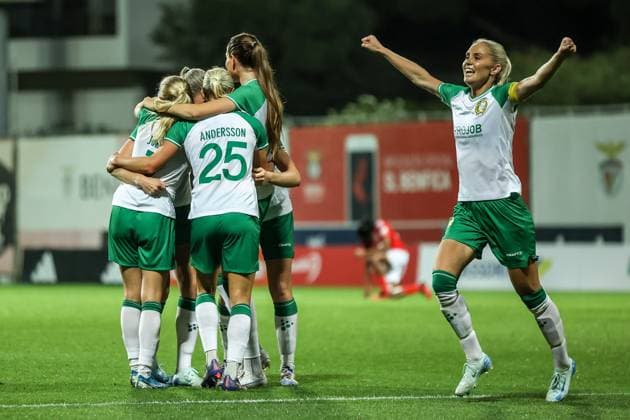 Seixal, Portugal, September 25th, 2024: Andersson (25 Hammarby) in action celebrating during the UEFA Women s Champions League game between SL Benfica vs Hammarby at Benfica Campus, Portugal (Joao Bravo SPP) Copyright: xJoaoxBravoxx xSPPx spp-en-JoBr-JBF-4636