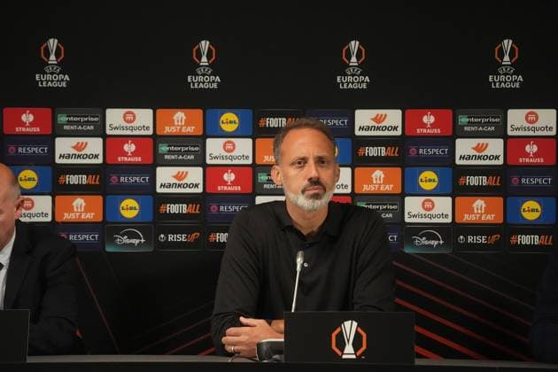 Europa League, FC Midtjylland vs TSG 1899 Hoffenheim 26 09 2024, MCH Arena, Herning, Europa League, FC Midtjylland vs TSG 1899 Hoffenheim , in the picture press conference with coach Pellegrino Matarazzo Hoffenheim after the match Herning MCH Arena Denmark ,EDITORIAL USE ONLY