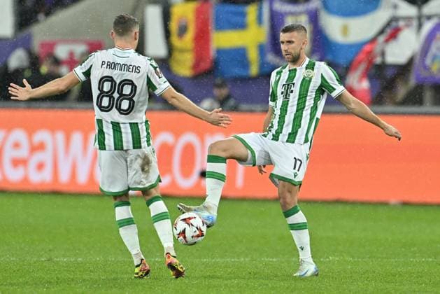 240925 RSC Anderlecht vs Ferencvaros Philippe Rommens (88) of Ferencvaros and Eldar Civic (17) of Ferencvaros pictured during the Europa League matchday 1 in the league phase game in the 2024-2025 season between Royal Sporting Club Anderlecht and Ferencvaros on September 25 , 2024 in Anderlecht, Belgium. (Photo by David Catry Isosport ) ANDERLECHT BELGIUM  Copyright: xx 482224
