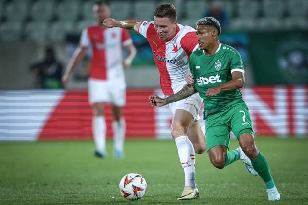 Football - Europa League - Group phase - PFC Ludogorets - SK Slavia Prague - 25.09.2024 Lukas Provod (L) and Rick (R) Bulgaria Copyright: xYulianxTodorovx