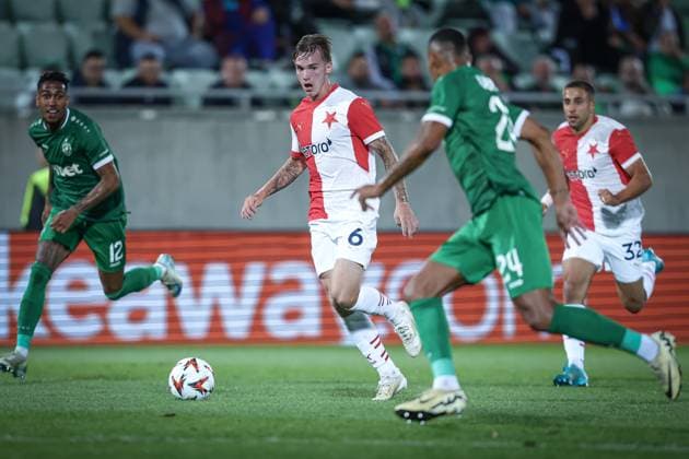 Football - Europa League - Group phase - PFC Ludogorets - SK Slavia Prague - 25.09.2024 Conrad Wallem (M) and Olivier Verdon (R) Bulgaria Copyright: xYulianxTodorovx