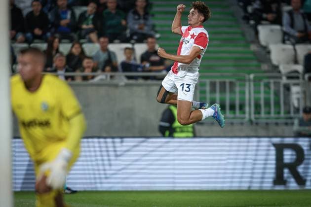Football - Europa League - Group phase - PFC Ludogorets - SK Slavia Prague - 25.09.2024 Mojmir Chytil from SK Slavia Prague celebrating after scoring a goal against PFC Ludogorets. Bulgaria Copyright: xYulianxTodorovx