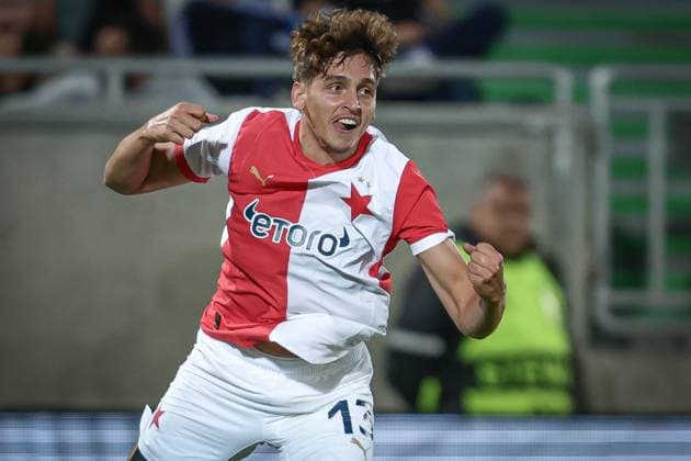 Football - Europa League - Group phase - PFC Ludogorets - SK Slavia Prague - 25.09.2024 Mojmir Chytil from SK Slavia Prague celebrating after scoring a goal against PFC Ludogorets. Bulgaria Copyright: xYulianxTodorovx