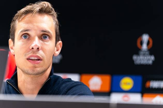 2024-09-25 RSC Anderlecht v Ferencvaros - UEFA Europa League 2024 25 League Phase MD1 BRUSSELS, BELGIUM - SEPTEMBER 25: Coach David Hubert of RSC Anderlecht during press conference, PK, Pressekonferenz following the UEFA Europa League 2024 25 League Phase MD1 match between RSC Anderlecht and Ferencvaros at RSC Anderlecht Stadium on September 25, 2024 in Brussels, Belgium. Brussels RSC Anderlecht Stadium Belgium Content not available for redistribution in The Netherlands directly or indirectly through any third parties. Copyright: xJorisxVerwijstx