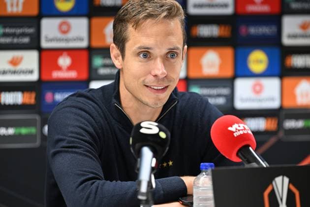 240925 RSC Anderlecht vs Ferencvaros Head Coach David Hubert of Anderlecht pictured during the post match press conference, PK, Pressekonferenz of the Europa League matchday 1 in the league phase game in the 2024-2025 season between Royal Sporting Club Anderlecht and Ferencvaros on September 25 , 2024 in Anderlecht, Belgium. (Photo by David Catry Isosport ) ANDERLECHT BELGIUM  Copyright: xx 482249