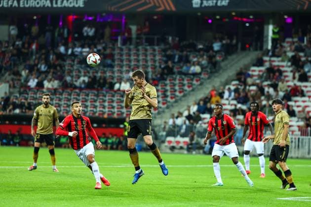 25th September 2024 - UEFA EUROPA LEAGUE - MATCH 1 - SEASON 2024 2025 - OGC NICE vs REAL SOCIEDAD - ALLIANZ RIVIERA STADIUM pacheco (jon) in action on a sight of bouanani (badredine) NICE FRANCE Copyright: xSPORTPIXPRESSx xFREDxPORCUx