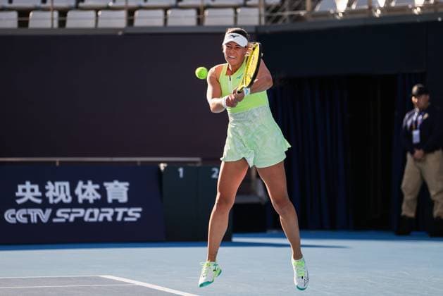 BEIJING, CHINA - SEPTEMBER 25: Dalma Galfi of Hungary competes in the Women s Singles Round of 128 match against Katie Volynets of America on day three of 2024 China Open at National Tennis Center on September 25, 2024 in Beijing, China.  Copyright: xVCGx 111520139928