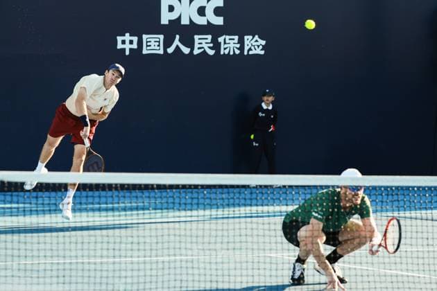 BEIJING, CHINA - SEPTEMBER 25: Jamie Murray of Britain and John Peers of Australia compete in the Men s Doubles Qualifying Round 2 match against Gonzalo Escobar and Diego Hidalgo of Ecuador on day three of 2024 China Open at National Tennis Center on September 25, 2024 in Beijing, China.  Copyright: xVCGx 111520139093
