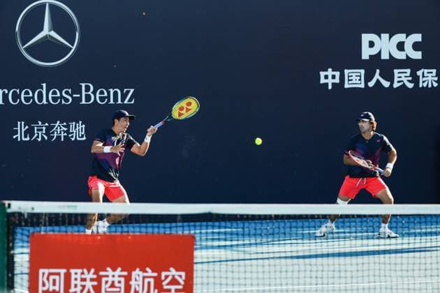 BEIJING, CHINA - SEPTEMBER 25: Gonzalo Escobar and Diego Hidalgo of Ecuador compete in the Men s Doubles Qualifying Round 2 match against Jamie Murray of Britain and John Peers of Australia on day three of 2024 China Open at National Tennis Center on September 25, 2024 in Beijing, China.  Copyright: xVCGx 111520139089