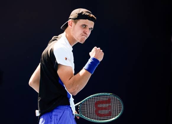 BEIJING, CHINA - SEPTEMBER 25: Jakub Mensik of Czechia reacts in the Men s Singles Qualifying Round 2 match against Arthur Rinderknech of France on day three of 2024 China Open at National Tennis Center on September 25, 2024 in Beijing, China.  Copyright: xVCGx 111520246116