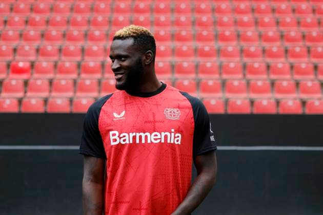 Leverkusen, Germany, Germany 1 Soccer Bundesliga, portrait appointment on 25 09 2024 in the Bay Arena in Leverkusen Victor BONIFACE Bayer 04 Leverkusen 1 BL, portrait appointment 2024 2025, Photo Norbert Schmidt, Duesseldorf