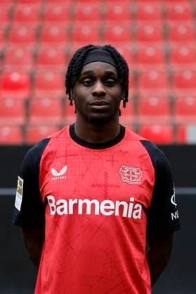 Leverkusen, Germany, Germany 1 Soccer Bundesliga, portrait appointment on 25 09 2024 in the Bay Arena in Leverkusen Jeremie FRIMPONG Bayer 04 Leverkusen 1 BL, portrait appointment 2024 2025, Photo Norbert Schmidt, Duesseldorf