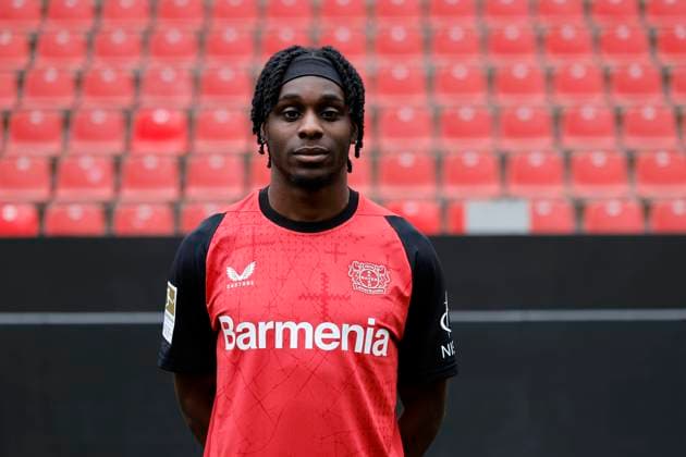 Leverkusen, Germany, Germany 1 Soccer Bundesliga, portrait appointment on 25 09 2024 in the Bay Arena in Leverkusen Jeremie FRIMPONG Bayer 04 Leverkusen 1 BL, portrait appointment 2024 2025, Photo Norbert Schmidt, Duesseldorf