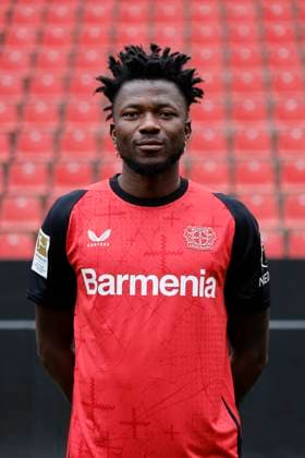 Leverkusen, Germany, Germany 1 Soccer Bundesliga, portrait appointment on 25 09 2024 in the Bay Arena in Leverkusen Edmond TAPSOBA Bayer 04 Leverkusen 1 BL, portrait appointment 2024 2025, Photo Norbert Schmidt, Duesseldorf
