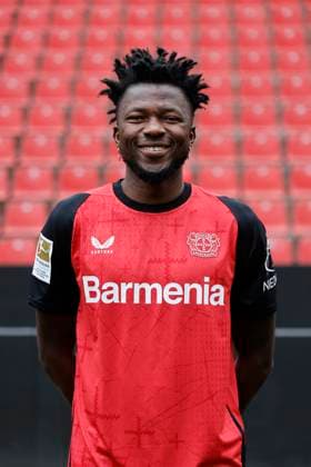 Leverkusen, Germany, Germany 1 Soccer Bundesliga, portrait appointment on 25 09 2024 in the Bay Arena in Leverkusen Edmond TAPSOBA Bayer 04 Leverkusen 1 BL, portrait appointment 2024 2025, Photo Norbert Schmidt, Duesseldorf