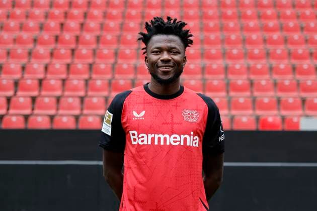 Leverkusen, Germany, Germany 1 Soccer Bundesliga, portrait appointment on 25 09 2024 in the Bay Arena in Leverkusen Edmond TAPSOBA Bayer 04 Leverkusen 1 BL, portrait appointment 2024 2025, Photo Norbert Schmidt, Duesseldorf