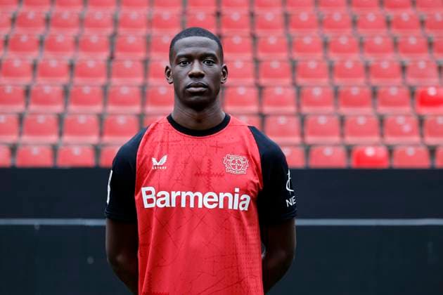 Leverkusen, Germany, Germany 1 Soccer Bundesliga, portrait appointment on 25 09 2024 in the Bay Arena in Leverkusen Nordi MUKIELE Bayer 04 Leverkusen 1 BL, portrait appointment 2024 2025, Photo Norbert Schmidt, Duesseldorf