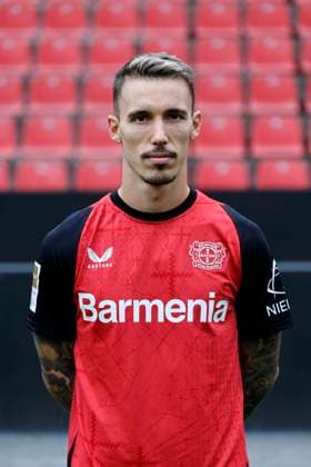 Leverkusen, Germany, Germany 1 Soccer Bundesliga, portrait appointment on 25 09 2024 in the Bay Arena in Leverkusen Alejandro GRIMALDO Bayer 04 Leverkusen 1 BL, portrait appointment 2024 2025, Photo Norbert Schmidt, Duesseldorf