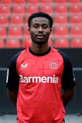 Leverkusen, Germany, Germany 1 Soccer Bundesliga, portrait appointment on 25 09 2024 in the Bay Arena in Leverkusen Nathan TELLA Bayer 04 Leverkusen 1 BL, portrait appointment 2024 2025, Photo Norbert Schmidt, Duesseldorf