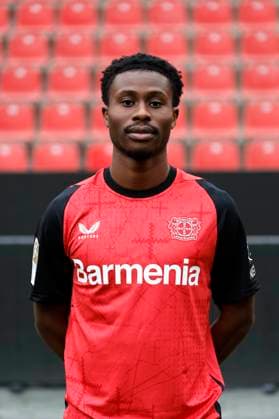 Leverkusen, Germany, Germany 1 Soccer Bundesliga, portrait appointment on 25 09 2024 in the Bay Arena in Leverkusen Nathan TELLA Bayer 04 Leverkusen 1 BL, portrait appointment 2024 2025, Photo Norbert Schmidt, Duesseldorf