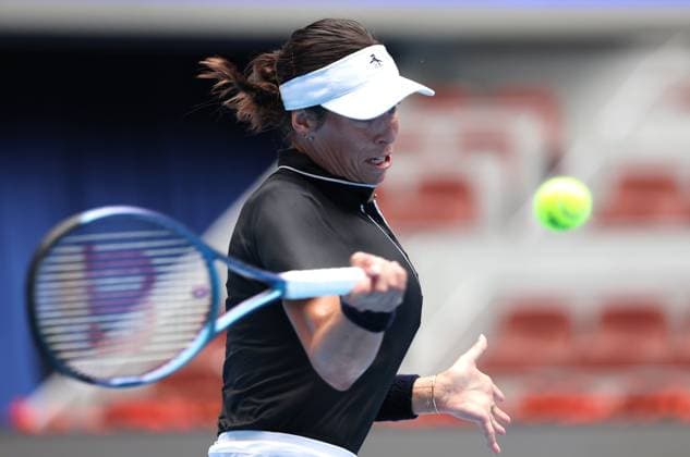 (240926) -- BEIJING, Sept. 26, 2024 -- Ajla Tomljanovic of Australia hits a return during the women s singles first round match against Camila Osorio of Colombia at 2024 China Open tennis tournament in Beijing, China, Sept. 26, 2024. ) (SP)CHINA-BEIJING-TENNIS-CHINA OPEN-WOMEN S SINGLES-FIRST ROUND (CN) ZhangxChen 