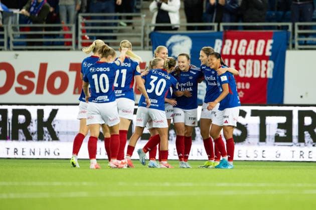 Oslo, Norway, September 25th 2024: Players of Valerenga celebrates after scoring during the UEFA Womens Champions League round 2 football match between Valerenga and Anderlecht at Intility Arena in Oslo, Norway. (Ane Frosaker SPP) Copyright: xAnexFrosakerx xSPPx spp-en-AnFrSp-_F_29406