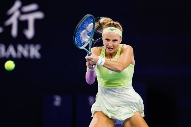 BEIJING, CHINA - SEPTEMBER 25: Rebecca Sramkova of Slovakia competes in the Women s Singles Round of 128 match against Anhelina Kalinina of Ukraine on day three of 2024 China Open at National Tennis Center on September 25, 2024 in Beijing, China.  Copyright: xVCGx 111520135894