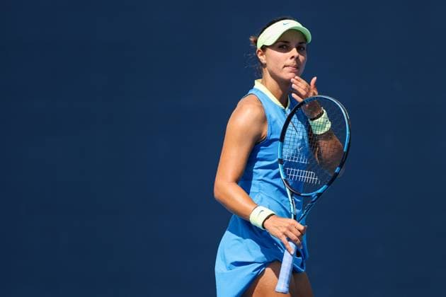 BEIJING, CHINA - SEPTEMBER 25: Viktoriya Tomova of Bulgaria reacts in the Women s Singles Round of 128 match against Lesia Tsurenko of Ukraine on day three of 2024 China Open at National Tennis Center on September 25, 2024 in Beijing, China.  Copyright: xVCGx 111520140455