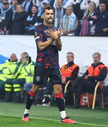 Nedim Bajrami of Rangers celebrates scoring the opening goal Malmo v Rangers, UEFA Europa League, Group Stage, Football, Eleda Stadion, Malmo, Sweden, 26 Sep 2024 EDITORIAL USE ONLY No use with unauthorised audio, video, data, fixture lists, club league logos or live services. Online in-match use limited to 120 images, no video emulation. No use in betting, games or single club league player publications.  Copyright: xMichaelxZemanek Shutterstockx 14739047j