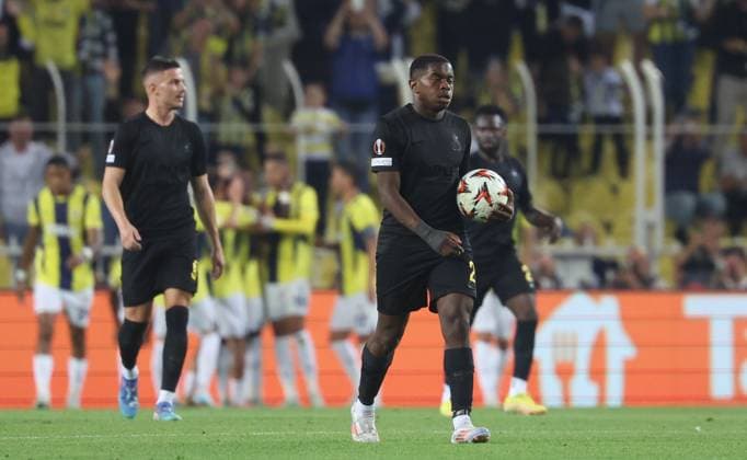 Union s Noah Sadiki looks dejected during a soccer game between Turkish Fenerbahce SK and Belgian Royale Union Saint-Gilloise in Istanbul, Turkey on Thursday 26 September 2024, on the opening day of the League phase of the UEFA Europa League tournament. VIRGINIExLEFOUR  x101441131x