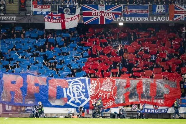 240926 Fans of Rangers and Helsingborg during the UEFA Europa League football match between Malmö FF and Rangers on September 26, 2024 in Malmö Photo Petter Arvidson BILDBYRAN kod PA PA0884 fotboll football soccer fotball uefa europa league malmö ff rangers bbeng publik  Copyright: PETTERxARVIDSON BB240926PA089