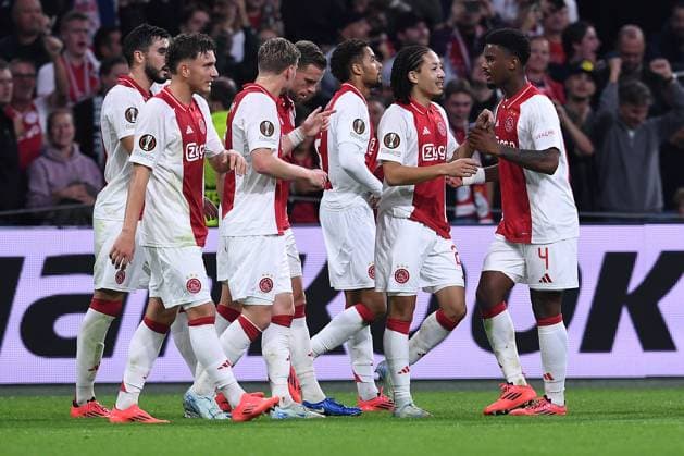 Soccer UEFA Europa League Matchday 1 Ajax Amsterdam Besiktas JK on 26 09 2024 at the Johan Cruijff ArenA in Amsterdam Goal celebration for 1 0 by Kian Fitz Jim Amsterdam xRx