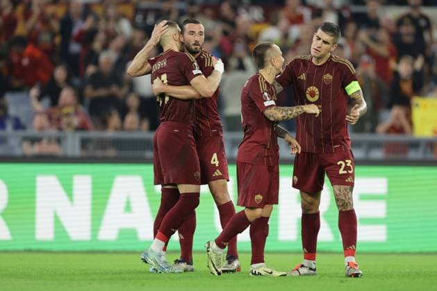 RomaÃ¢ÂÄÂ™s Ukrainian forward Artem Dovbyk celebrates after scoring a goal during UEFA Europa League phase match day1 match between AS Roma vs Athletic Club at Olimpico stadium on September 06, 2024 in Rome, Italy.  Copyright: xAntonioxBalasco IPAxSportx xipa-x xx IPA_50071417 IPA_Agency_IPA50071417