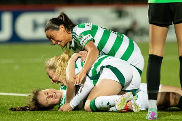 Sport Bilder des Tages Celtic Women v Vorskla Poltava Women UEFA Womens Champions League 26 09 2024. GOAL! 1-0 (2-0) c23 scores a vital opening goal during the UEFA Womens Champions League match between Celtic Women and Vorskla Poltava Women at Albert Bartlett Stadium, Glasgow, Scotland on 26 September 2024. Editorial use only , Copyright: xColinxPoultneyx PSI-20512-0004