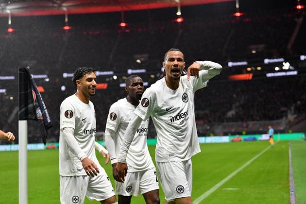 Soccer UEFA Europa League Matchday 1 Eintracht Frankfurt Viktoria Pilsen on 26 09 2024 at Deutsche Bank Park in Frankfurt Goal celebration for 1 0 by Hugo Ekitike Frankfurt xJKx