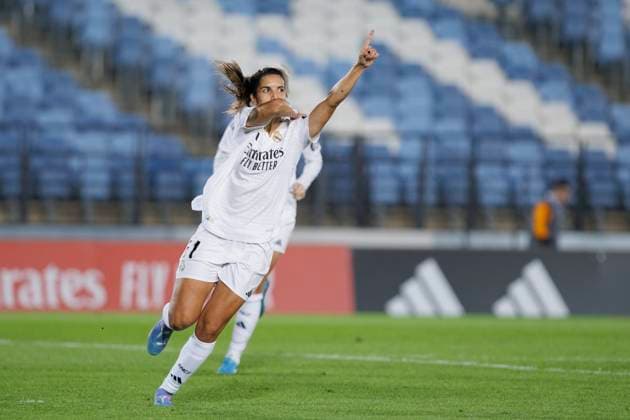 UEFA Women s Champions League - Real Madrid vs Sporting Portugal MADRID, SPAIN - SEPTEMBER 26 : Alba Redondo of Real Madrid women celebrates a goal during the UEFA Women s Champions League 24 25 match, Round 2, second leg between Real Madrid and Sporting Portugal at Alfredo Di Stefano stadium in Madrid. (Photo by Guillermo Martinez) Madrid Alfredo Di Stefano Stadium Spain Copyright: xGuillermoxMartinezx