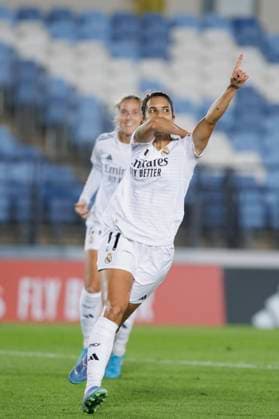 UEFA Women s Champions League - Real Madrid vs Sporting Portugal MADRID, SPAIN - SEPTEMBER 26 : Alba Redondo of Real Madrid women celebrates a goal during the UEFA Women s Champions League 24 25 match, Round 2, second leg between Real Madrid and Sporting Portugal at Alfredo Di Stefano stadium in Madrid. (Photo by Guillermo Martinez) Madrid Alfredo Di Stefano Stadium Spain Copyright: xGuillermoxMartinezx