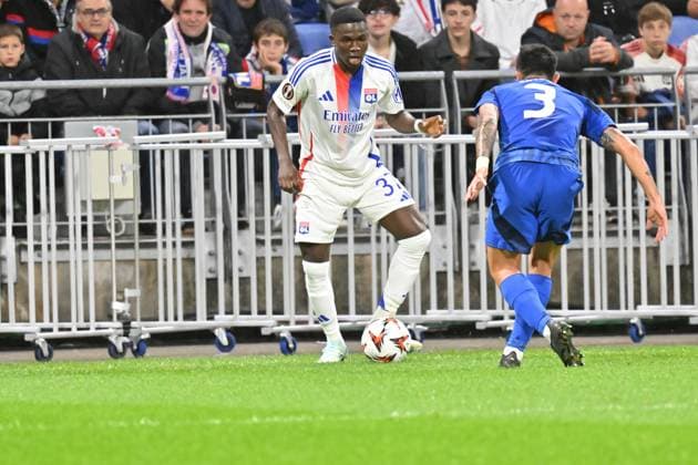 Fußball, EL, Olympique Lyon - Olympiakos Piräus Ernest Nuamah (lyon) FOOTBALL: Olympique Lyonnais vs Olympiakos Le Pir?e - 26 09 2024 FredericChambert Panoramic 
