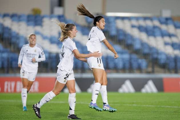 Real Madrid v Sporting CP: UEFA Women s Champions League 2nd Round 2nd Leg Alba Redondo of Real Madrid women celebrates a goal during the UEFA Women s Champions League 24 25 match, Round 2, second leg between Real Madrid and Sporting Portugal at Alfredo Di Stefano stadium in Madrid, Spain, on September 26. Madrid Spain  Copyright: xGuillermoxMartinezx originalFilename:martinez-uefawome240926_npQJy.jpg