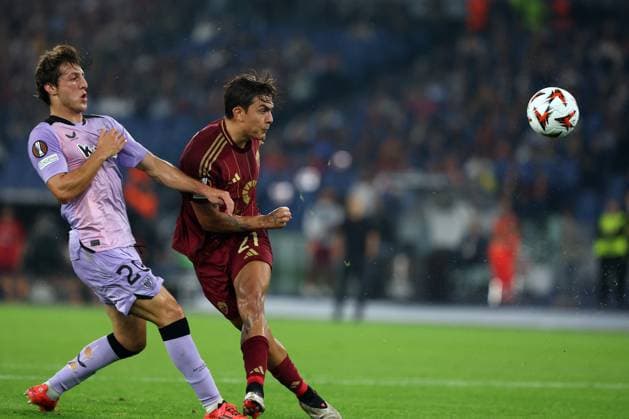 CALCIO - UEFA Europa League - AS Roma vs Athletic Bilbao Rome, Italy 26.9.2024: Unai Gomez of Athletic Bilbao, Paulo Dybala of Roma during the UEFA Europa League 2024-2025 day 1, football match between AS Roma vs Athletic Club Bilbao at Olympic Stadium in Rome. Rome Italy  Copyright: xIPAxSport ABACAx