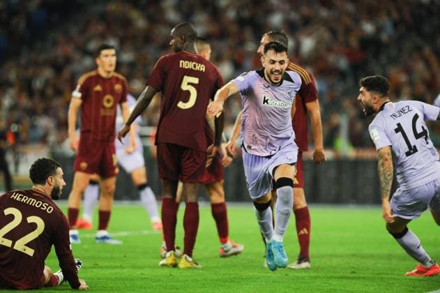 Foto IPP Cavaliere Emiliano. Roma 26 09 2024. Calcio Europa League 2024 2025. AS Roma-Athletic Club Bilbao. Nella foto: esulta per il gol del paregggio Aitor Paredes. Italy Photo Press - World Copyright italy  Copyright: xR4924_italyphotopressx