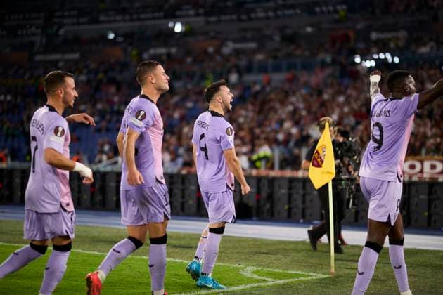 AS Roma v Athletic Club - Europa League 2024 25 League Phase Aitor Paredes of Athletic Club celebrates after scoring the team s first goal during the Europa League match between AS Roma and Athletic Club at Stadio Olimpico on September 26, 2024, in Rome, Italy. Rome Stadio Olimpico Rome Italy RL_ASRvATH_EL_000131 Copyright: xRicardoxLarreinax