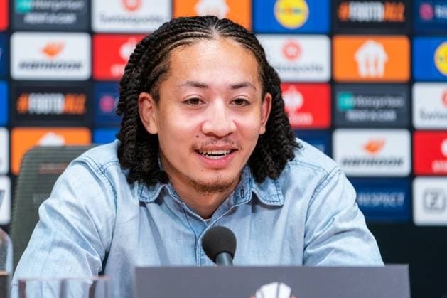 2024-09-26 AFC Ajax v Besiktas JK - UEFA Europa League 2024 25 League Phase MD1 AMSTERDAM, NETHERLANDS - SEPTEMBER 26: Kian Fitz Jim of AFC Ajax during press conference, PK, Pressekonferenz after the UEFA Europa League 2024 25 League Phase MD1 match between AFC Ajax and Besiktas JK at Johan Cruijff Arena on September 26, 2024 in Amsterdam, Netherlands. Amsterdam Johan Cruijff Arena Netherlands Content not available for redistribution in The Netherlands directly or indirectly through any third parties. Copyright: xJorisxVerwijstx